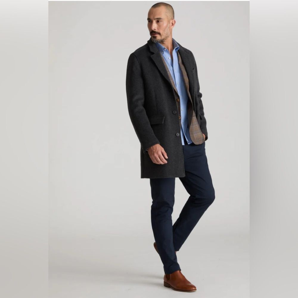 UNTUCKIT LEON WOOL TOP COAT CHARCOAL GREY NWT